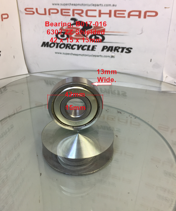 Bearing, B017-016, 6302 ZZ, 42mm x 15mm x 13mm, Twin Shields. image 0