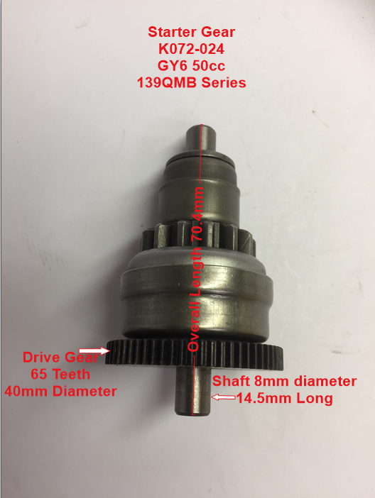 Starter Clutch, K072-024, GY6 50cc, 139QMB series engines image 1