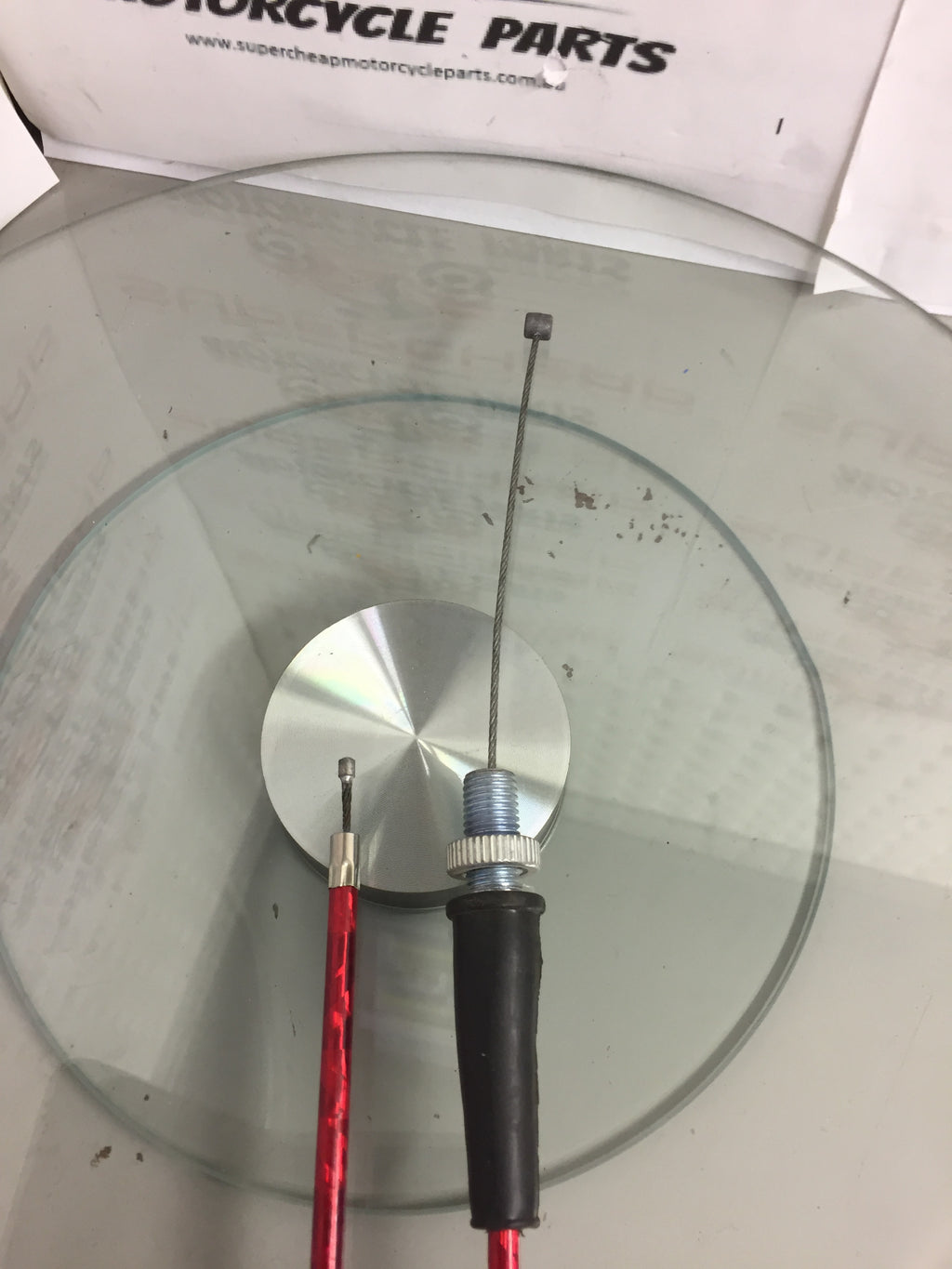 Throttle Cable, D030-080, 735mm Red Braided, Pits Bikes, ATVs, Buggies, Go karts image 1