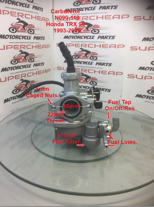 Carburetor, N090-119, 22mm,  Honda TRX 90/125 Fourtrax, ATC 110 and many more. image 0