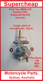 Fuel Tap, M088-039, Quads Kawasaki KLF80 and Suzuki LT80. image 0