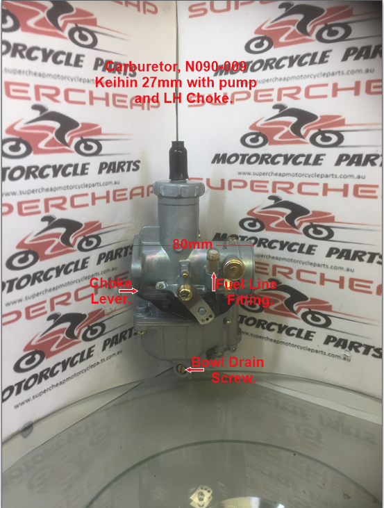 Carburetor, N090-009, Keihin 27mm, with accelerator pump. ATVs, Dirt Bikes. image 3