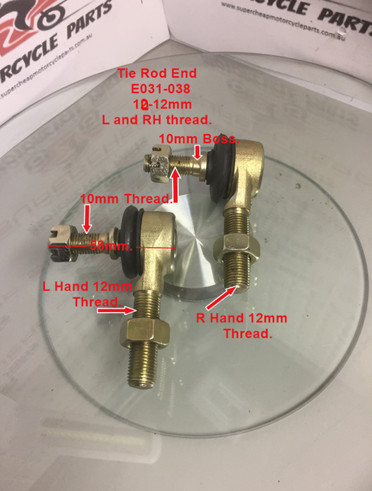 Tie Rod End, E031-038, 10-12mm, L and RH Thread. UTVs, ATVs, Buggies. image 0