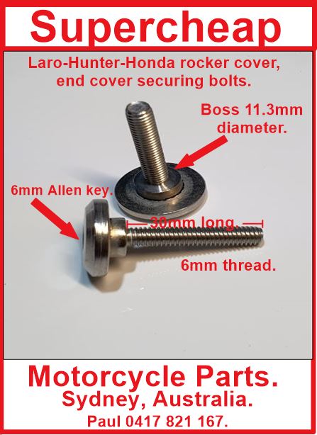Laro-Hunter-Honda rocker end cover bolts, 4off. image 0