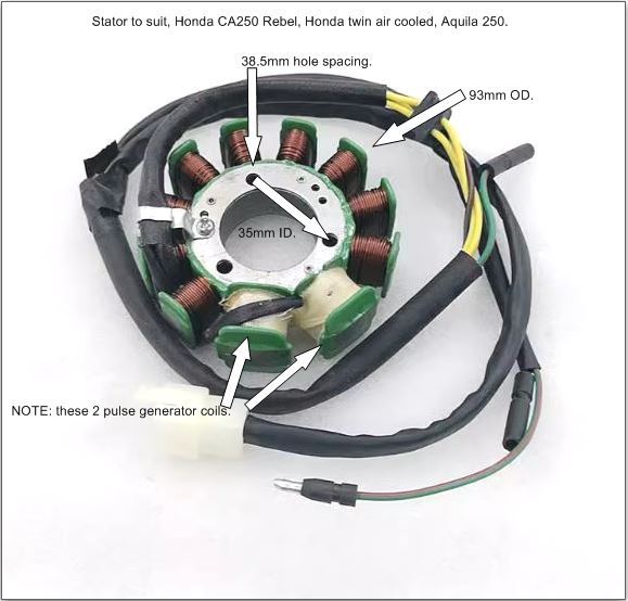 Stator, Aquilia Bruiser, Honda CA 250 Rebel, Honda twin, air cooled. image 0