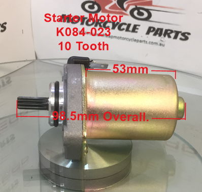 Starter Motor, K084-023, 10 Tooth, NF50, ATVs, Pit Bikes, Pocket Bikes. image 1