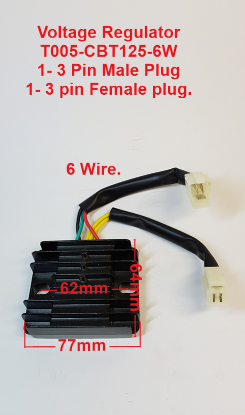 Voltage Regulator,  T005-CBT125-6W. 6 wire suits Honda ATV's, Road Bikes. image 0