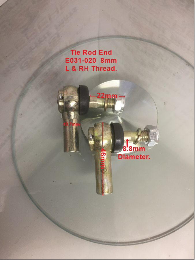 Tie Rod End, E031-020, 8mm, L & RH Thread, ATVs, Scooters, Buggies. image 1