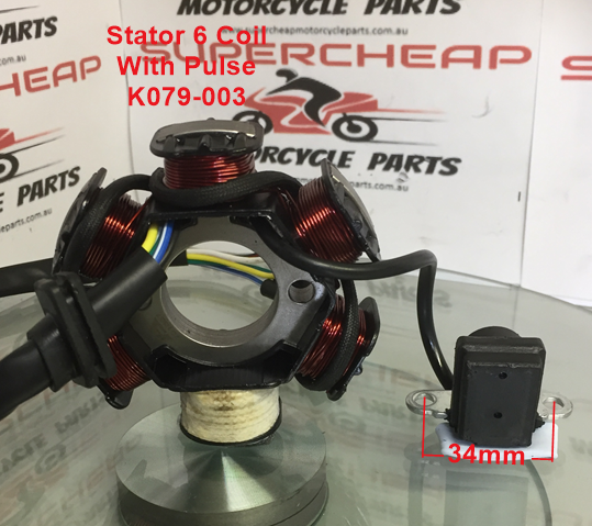 Stator/Magneto, K079-003, 6 Coil with Pulse Coil, 50 to 200cc Pit Bikes, ATVs. image 2
