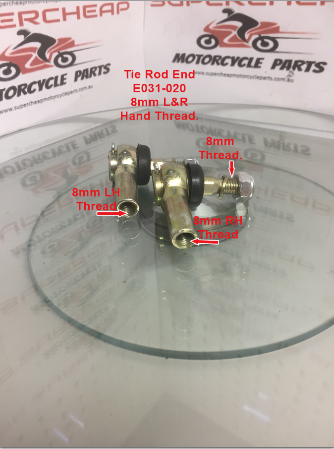 Tie Rod End, E031-020, 8mm, L & RH Thread, ATVs, Scooters, Buggies. image 0
