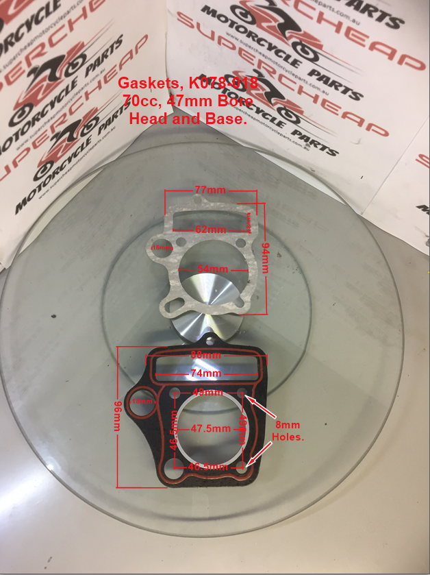 Gaskets, K078-018, 47mm Bore, 70 & 90cc, Head and Base Gasket. image 0
