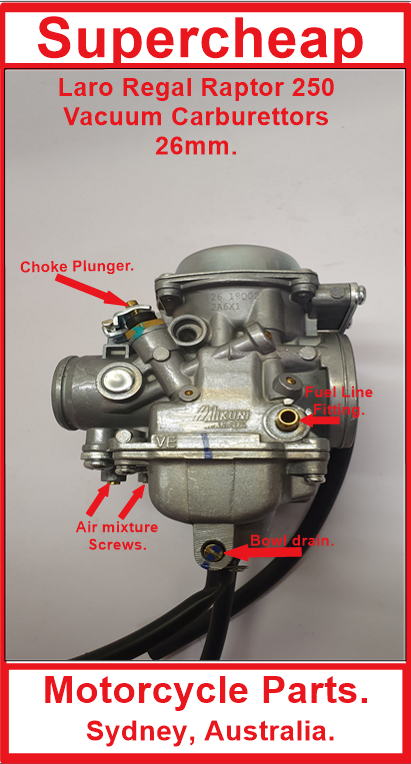 Laro Regal Raptor Hunter Spyder 250 carburettors, 26mm, Honda CA250 Rebel. image 3