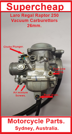 Laro Regal Raptor Hunter Spyder 250 carburettors, 26mm, Honda CA250 Rebel. image 3