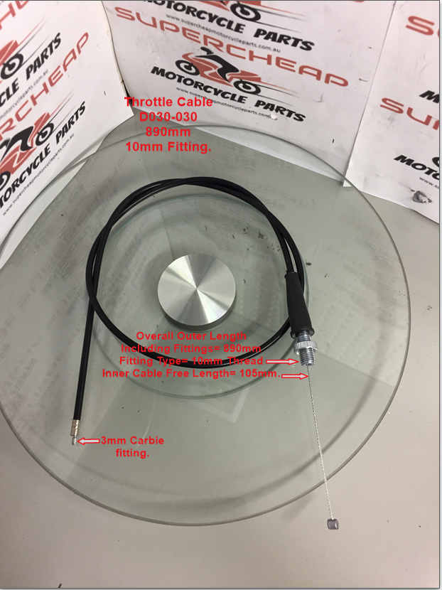 Throttle Cable, D030-030, 890mm, Pit Bikes, ATVs, Dirt Bikes, Buggies. image 0