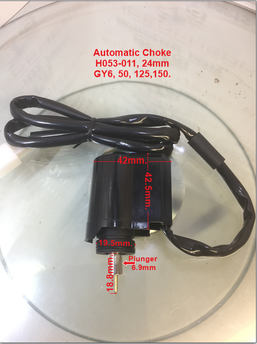 Automatic Choke Solinoid, H053-011, GY6, 24mm, 50-125-150cc Scooters. image 1