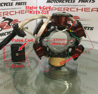 Stator/Magneto, K079-028, 6 Coil, GY6-50cc Engines image 0