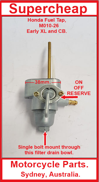 Fuel Tap, M010-26, early Honda XL100 to XL350 and CB100, CB125 and more. image 0