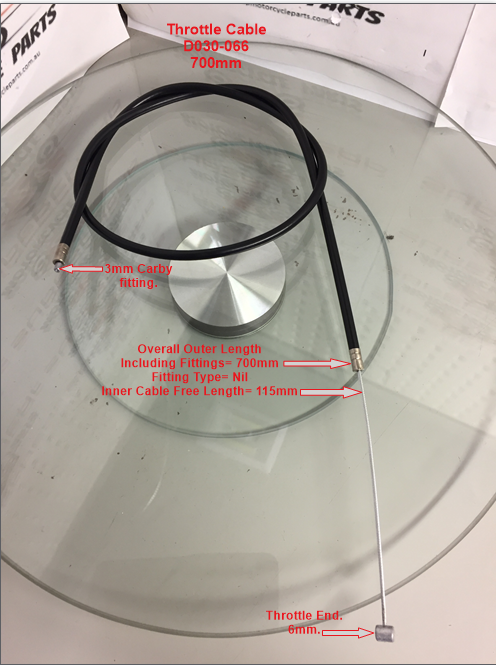 Throttle Cable, D030-066, 700mm, Pit Bikes, Mini Bikes, Dirt Bikes. image 0