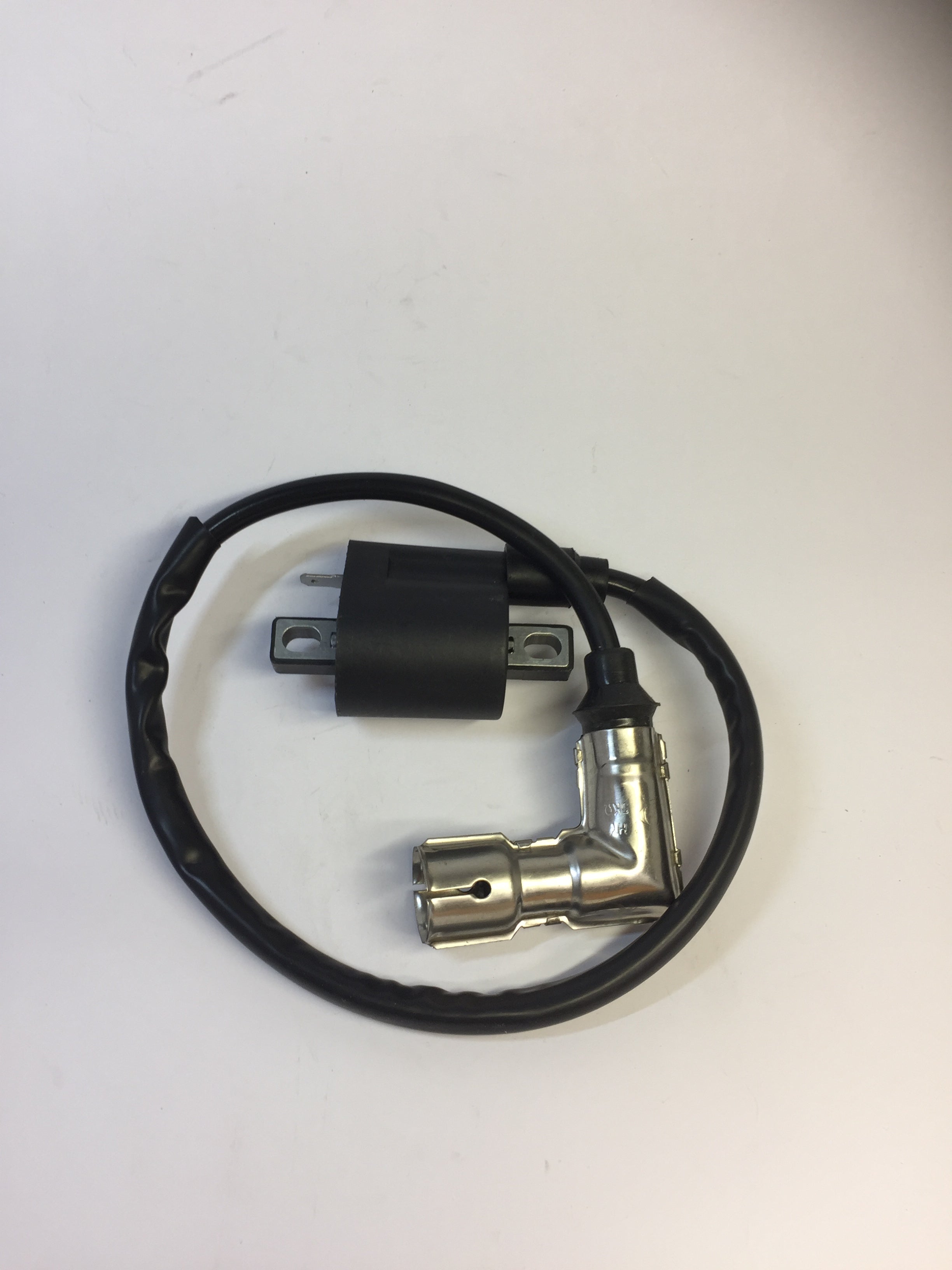 Coil H053-034, single terminal, 90 degree cap, 2- 6mm mount holes. image 0