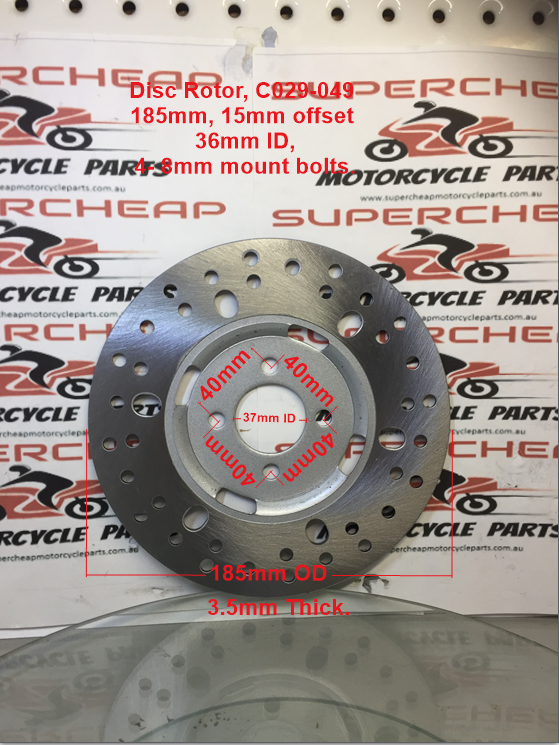 Disc Brake Rotor, C029-049, 185mm OD, 4 Bolt, 15mm Offset. image 0