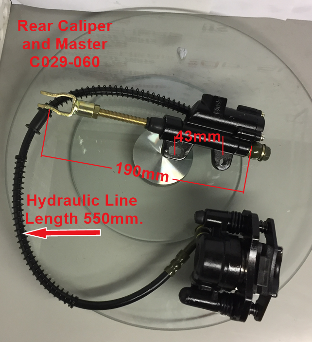 Rear Caliper, C029-060 includes Master Cylinder, brake pads and line. image 0