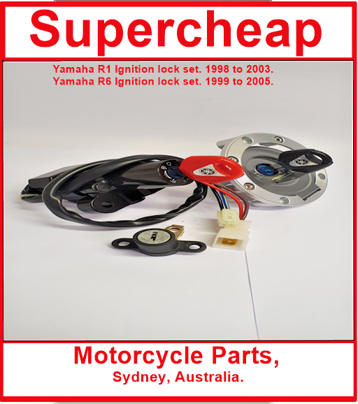 Yamaha R1 - R6 Ignition, Fuel tank cap and seat lock set. With programming key. image 1