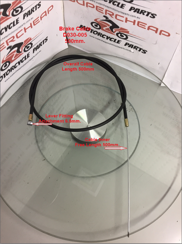 Brake Cable, 500mm, D030-005, Pit Bikes, Pocket Bikes, ATVs, Scooters. image 0