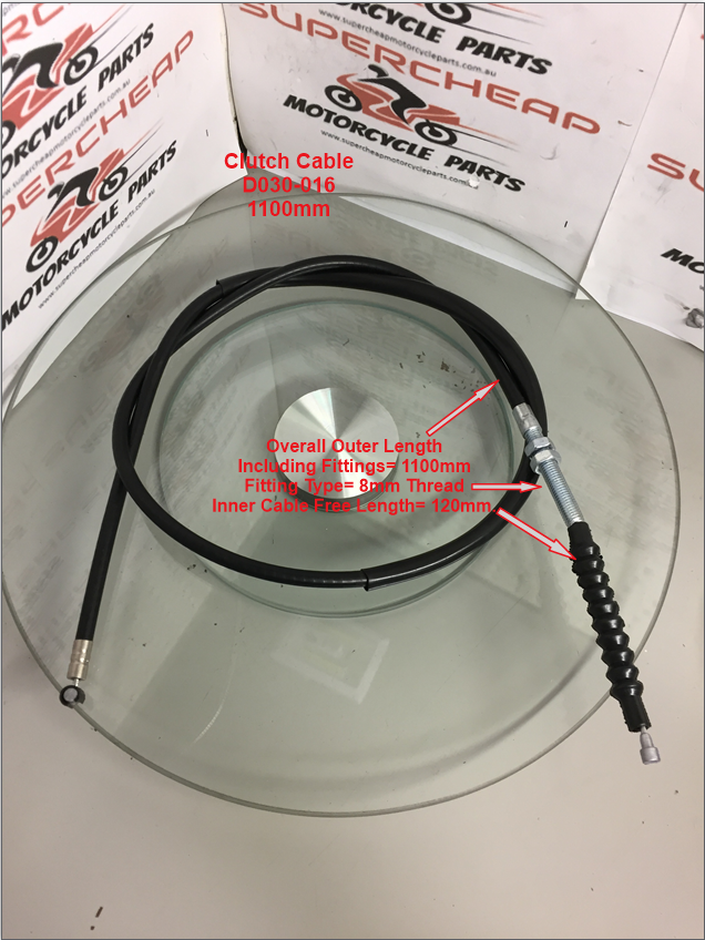 Clutch Cable, D030-016, 1100mm, Dirt Bikes, Pit Bikes, ATVs, Buggies image 0