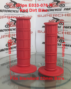 Grips, E033-076-R, Red Dirt Bike Hand Grips with throttle tube. image 2