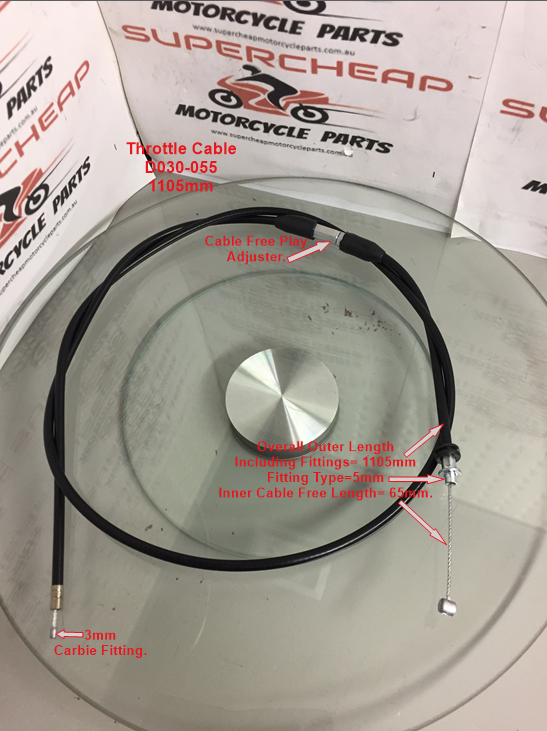 Throttle Cable, D030-055,1105mm, ATVs, Buggies, Go Karts. image 0