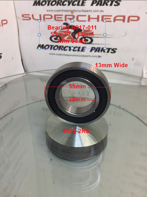 Bearing, B017-011, 60062RS, 55mm x 30mm x 13mm, Twin Seals. image 0