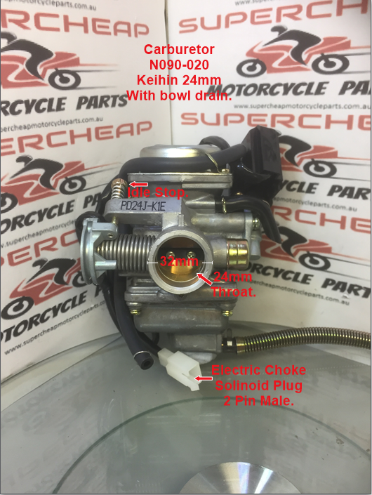 Carburetor, N090-020, 24mm, GY6 125cc-150cc ATV, Go Kart, Moped & Scooter image 1