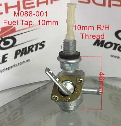 Fuel Tap, M088-001, 10mm Right hand thread with Lock nut. image 0