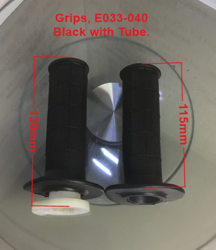 Grips, E033-040, Black with Throttle Tube, Dirt Bikes. image 2
