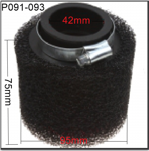 Air Filter,P091-093, 42mm, Straight, 2 Stage Foam, Universal. Pit Bikes, ATVs. image 0