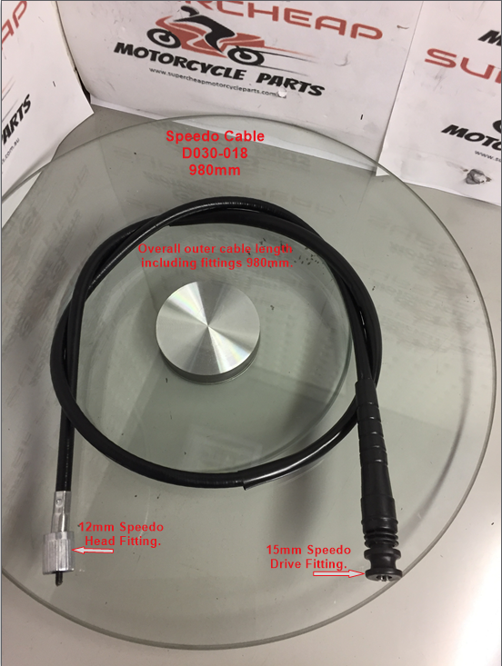 Speedo Cable, D030-018, 980mm, Honda, Yamaha, Kawasaki, Polaris, GY6 Scooters. image 0