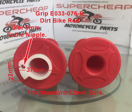 Grips, E033-076-R, Red Dirt Bike Hand Grips with throttle tube. image 0