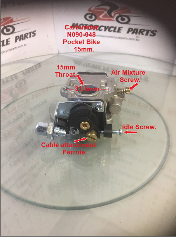 Carburetor, N090-048, 15mm, Pocket Bikes, Scooters, Mini Choppers, Skate Boards. image 1