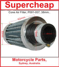 Air Filter P091-057, 38mm, Cone, Short, ATVs, Pit Bikes, Go Karts, Buggies. image 0