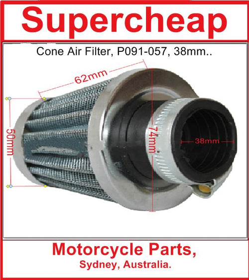Air Filter P091-057, 38mm, Cone, Short, ATVs, Pit Bikes, Go Karts, Buggies. image 0