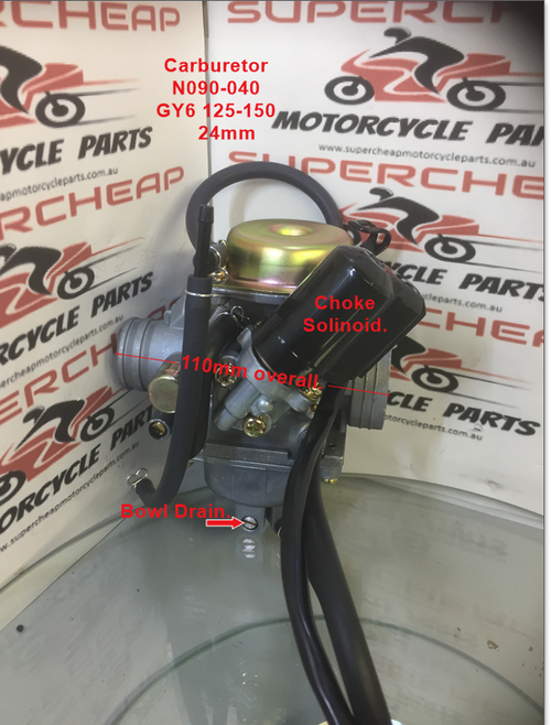 Carburetor, N090-040, 24mm, GY6 125 to 150cc, Kazuma, Atvs, Buggies. image 1