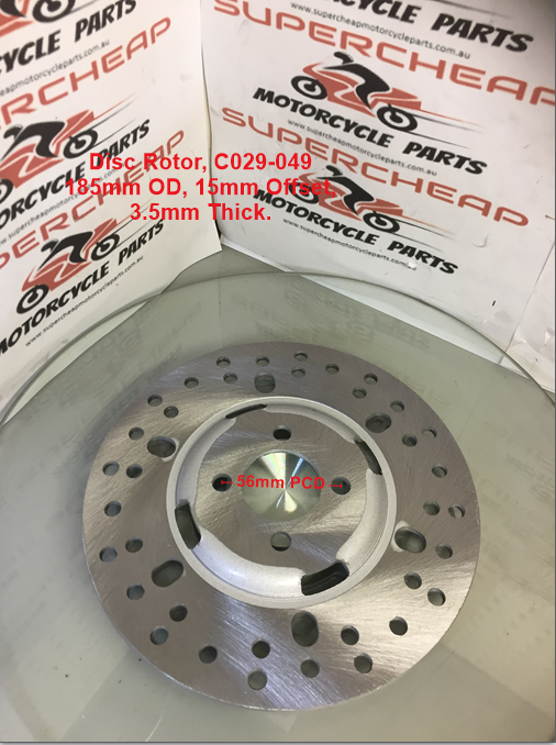 Disc Brake Rotor, C029-049, 185mm OD, 4 Bolt, 15mm Offset. image 1