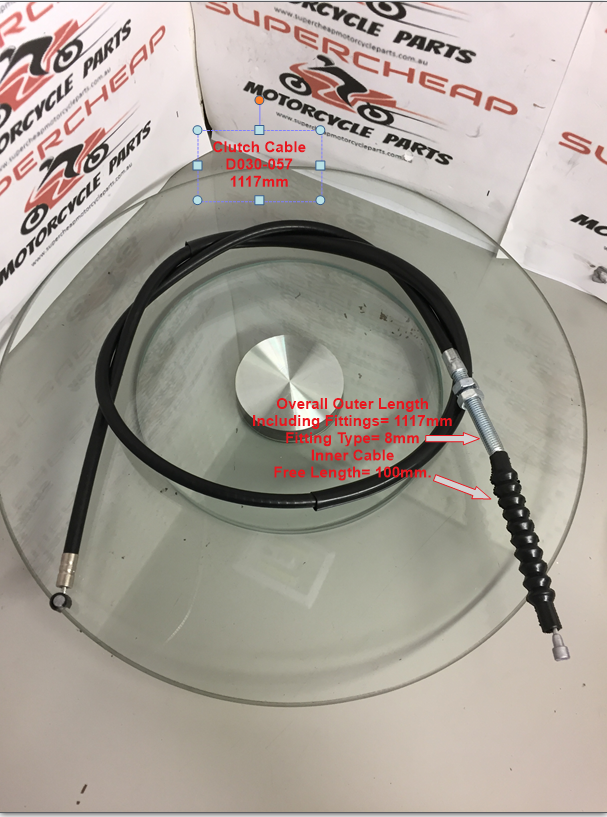 Clutch Cable, D030-057, 1117mm Long for Dirt Bikes, Road Bikes, Buggies. image 0