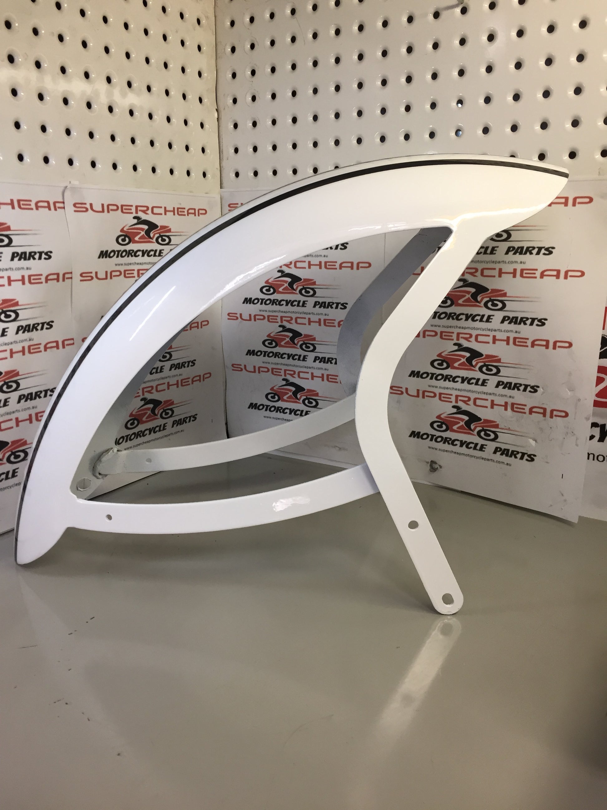Laro Prostreet 350 Front Fender/ Mudgaurd, White with stripes. image 2