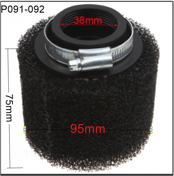 Air Filter, P091-092, 38mm, Straight, 2 Stage Foam, Universal. Dirt Bikes, ATVs. image 0