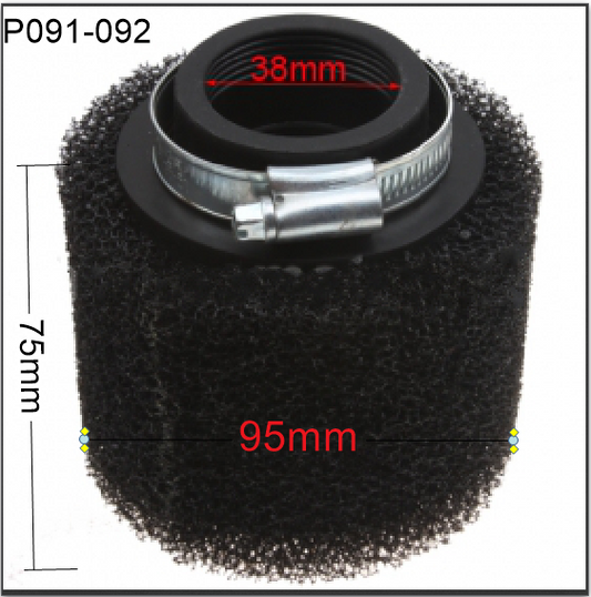 Air Filter, P091-092, 38mm, Straight, 2 Stage Foam, Universal. Dirt Bikes, ATVs. image 0
