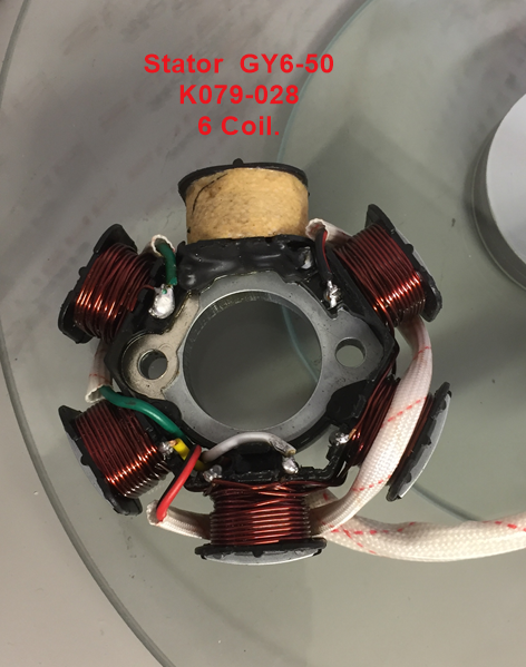 Stator/Magneto, K079-028, 6 Coil, GY6-50cc Engines image 1