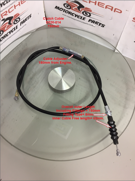 Clutch Cable, D030-014,750mm  suits Pit Bikes, Dirt Bikes, Buggies image 0