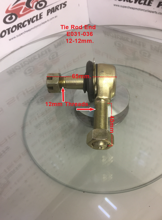 Tie Rod End, E031-036, 12-12mm Male Threads. UTVs, ATVs, Buggies. image 1