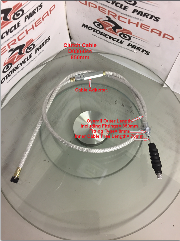 Clutch Cable, D030-044, 850mm, Braided, Pit Bikes, Dirt Bikes, Mini Bikes. image 0